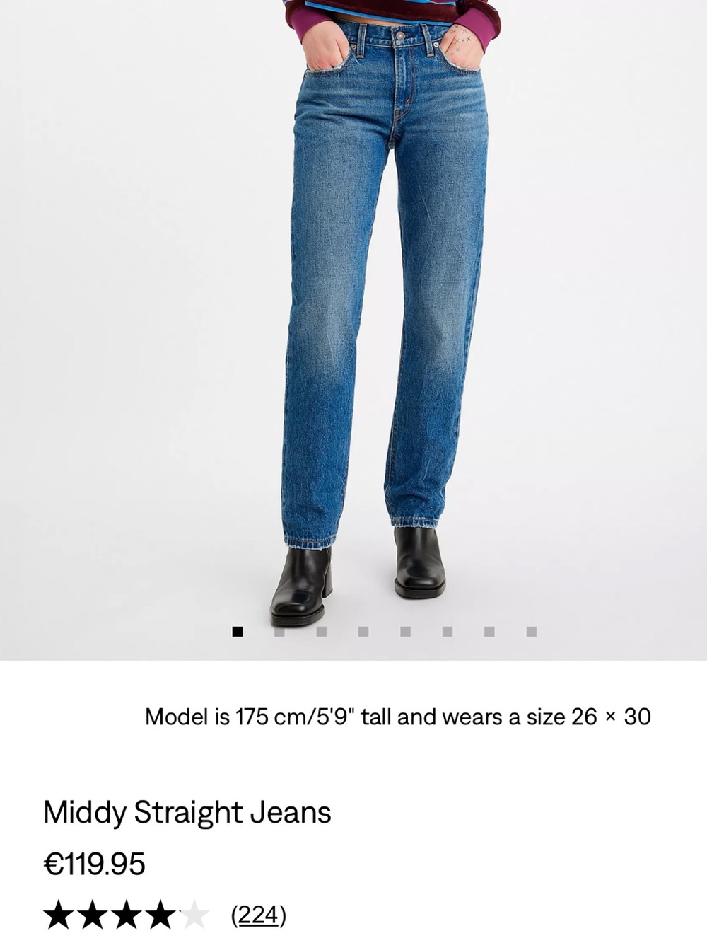 Levi's Middy Straight Jeans Medium Wash - Size 24 (Excellent Conditio